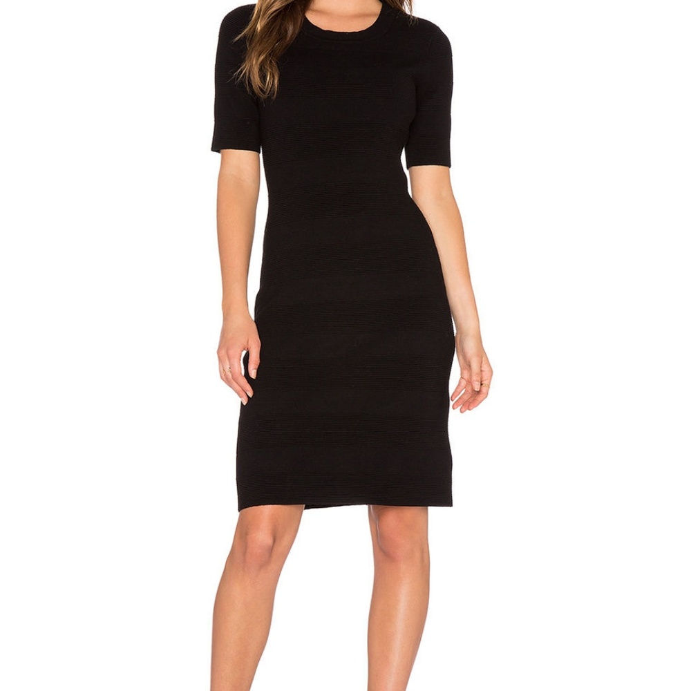 Kate Spade New York Textured Striped Scuba Sheath DRESS WITH 3/4  SLEEVES
